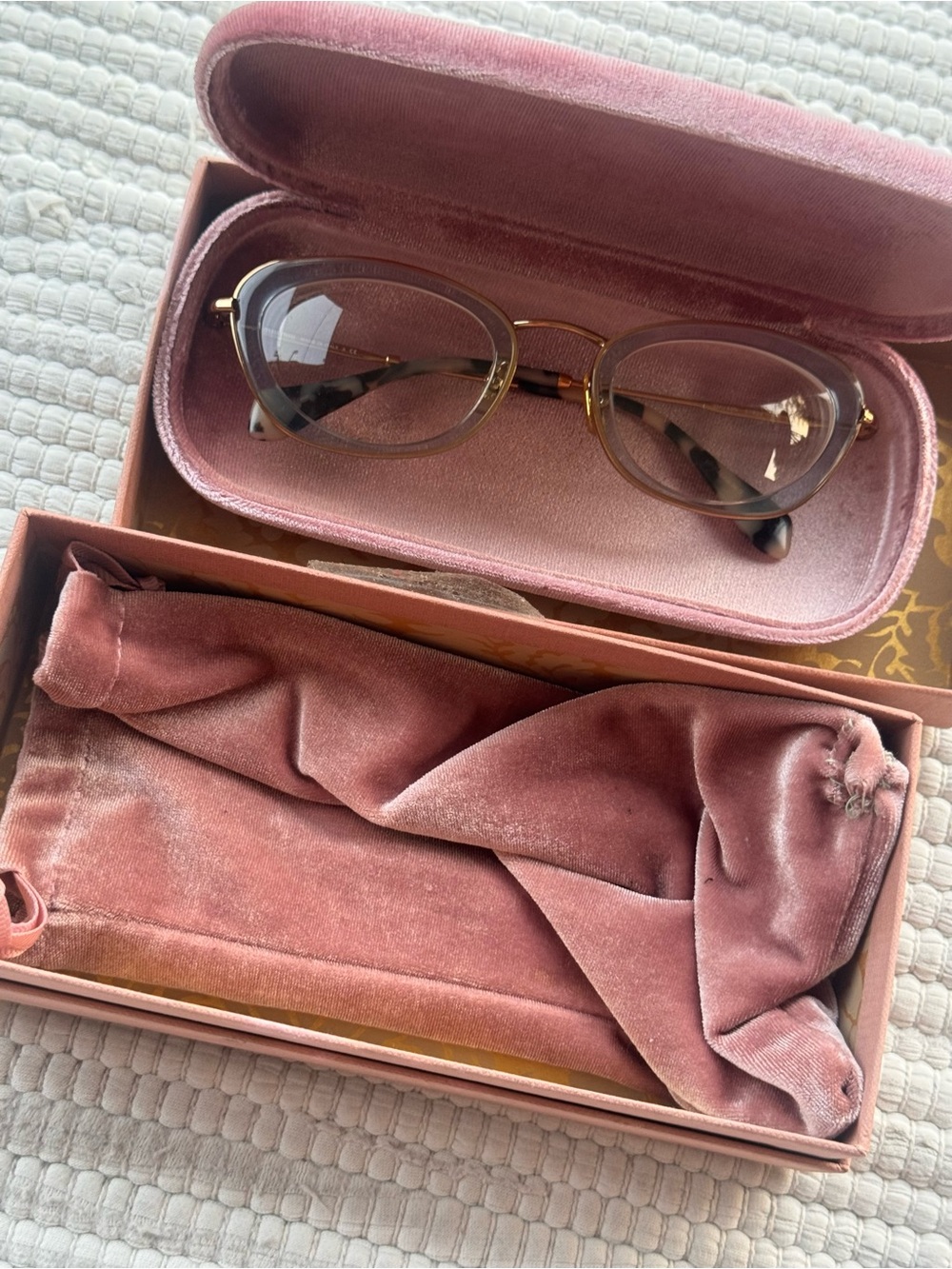 Miu Miu VMU52N Cat Eye Eyeglasses Pastel Purple / Gold Italy Full Set Case